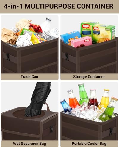 Car Trash Can with Lid (3 Gallons / Brown)