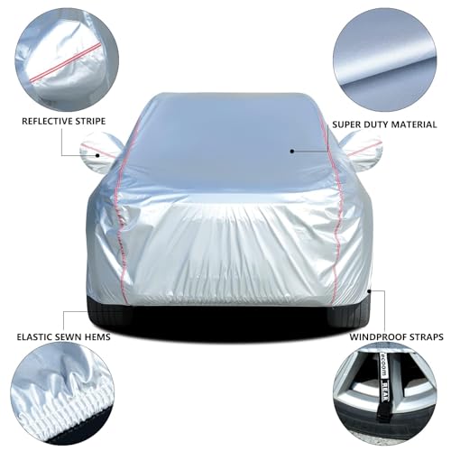 Hard Shell Zipper Design Waterproof UV (Silver / YXXL+: Fit 216-230 inches SUV/Van)