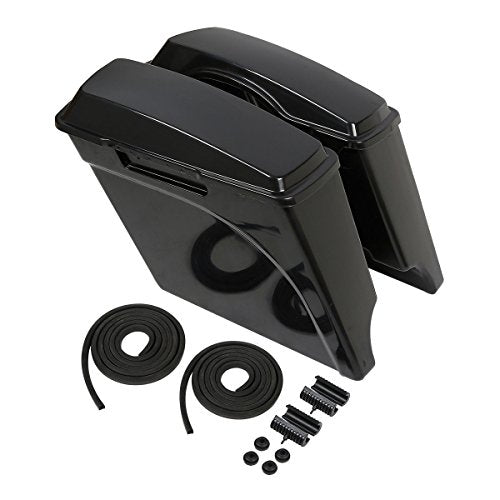 Motorcycle 5" Stretched Saddlebags Fit For Harley Touring 1993 (Unpainted Black / 5" Extended)