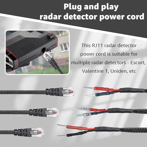 16.5" RJ11 Mirror Tap Radar Detector Cord for Escort Uniden V1 & More