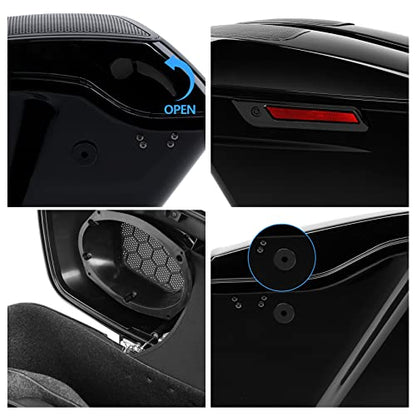 Motorcycle 5" Stretched Saddlebags Fit For Harley Touring 2014 (5" Stretched Bags-Vivid Black W/ Black Latches & 6x9 Lids)