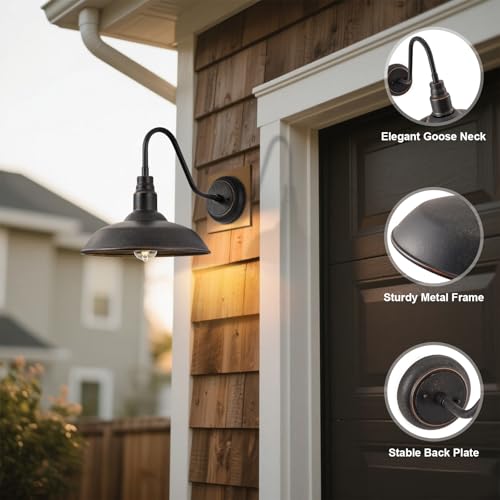 Gooseneck Outdoor Light Fixture (Bronze / 10" Dome)