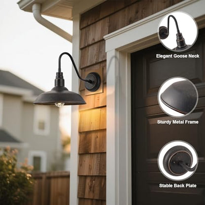 Gooseneck Outdoor Light Fixture (Bronze / 10" Dome)