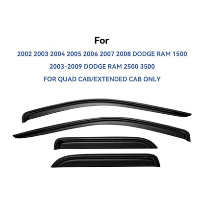 Window Visors Rain Guards for 2002 (2002-2008 ram 1500 quad cab)
