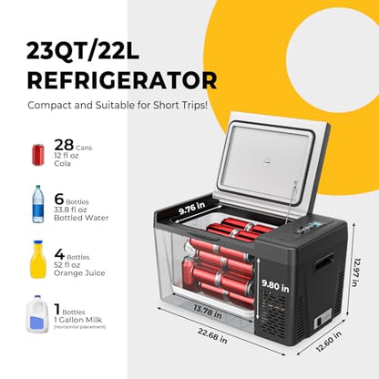 12v refrigerator 23 Quart (23 Quart / Black)