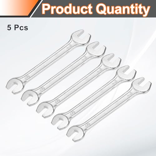 5pcs Double Open End Wrench 6mm x 7mm Metric 15 Degree Offset Angle Small Flat Head Wrench Galvanizing Open Ended Spanner for Automotive Repair Furniture Assembly (6mm x 7mm)