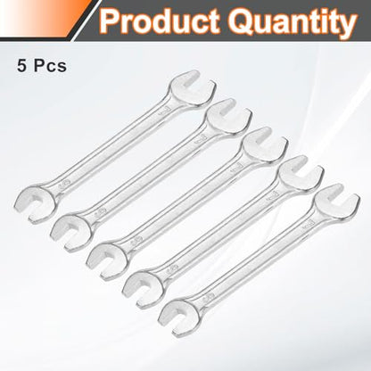 5pcs Double Open End Wrench 6mm x 7mm Metric 15 Degree Offset Angle Small Flat Head Wrench Galvanizing Open Ended Spanner for Automotive Repair Furniture Assembly (6mm x 7mm)