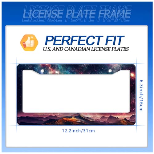 Galaxy Mountain License Plate Frame Stainless Steel Car Accessory 6x12 Inch (Galaxy and Mountains)