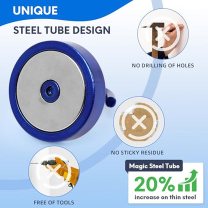 Magnetic Hooks Steel Tube Design for Cruise (Navyblue / 100lb Magnetic Hooks)