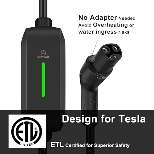 Best Volt Electric Vehicle Portable Charger for Tesla (Black / Nema 14-50 240V/40A)