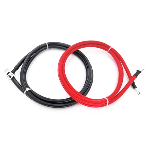 2 AWG Battery Cables 2 Gauge Pure Copper Battery Inverter Cables with 3 (5FT / 3/8")