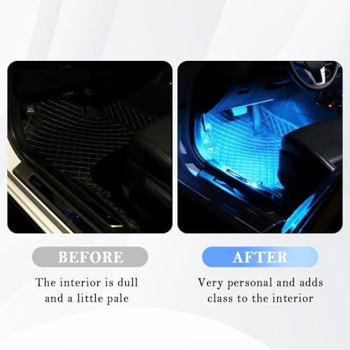 4-in-1 Car LED Lights Interior with USB Port,Ambient Neon Car Door Lights Kit for CCar Decor,Party,Music,Gift,Universal CCar Pedal Light Interior Accessories for Wonmen & Men (Ice Blue) (Ice Blue)