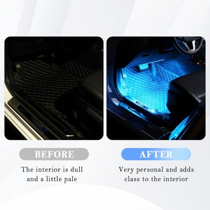 4-in-1 Car LED Lights Interior with USB Port,Ambient Neon Car Door Lights Kit for CCar Decor,Party,Music,Gift,Universal CCar Pedal Light Interior Accessories for Wonmen & Men (Ice Blue) (Ice Blue)