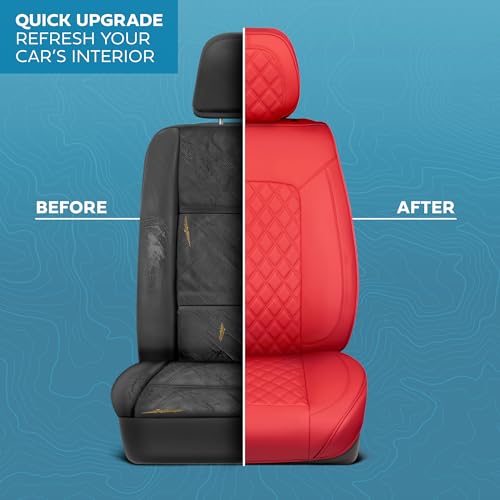 Curated Cabernet Napa Leather Seat Covers for Cars & SUVs (Red (Cabernet) / Front Seats)