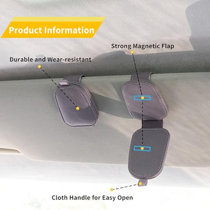 Magnetic Leather Sunglasses Holder for Car (Purple)