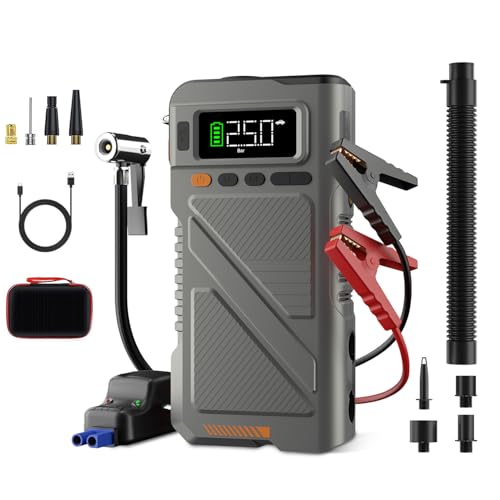 Car Jump Starter with Air Compressor 9000A (Gray-9IN1)