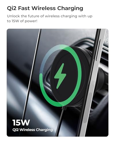 Velox Qi2 Mini Wireless Charging Car Mount (Qi 2 Wireless Charging)