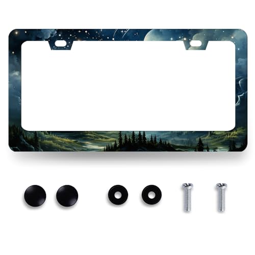 Stainless Steel Watercolor Sky Clouds License Plate Frame 12.3 x 6.3 Inch (Watercolor Sky With Clouds Stars)