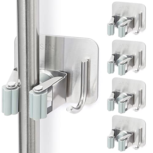 Stainless Steel Broom Holder (Silver)