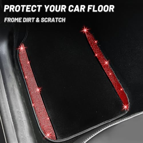 Red Bling Car Floor Mats Full Set (Red Diamond / Car Floor Mats (4 Pieces))