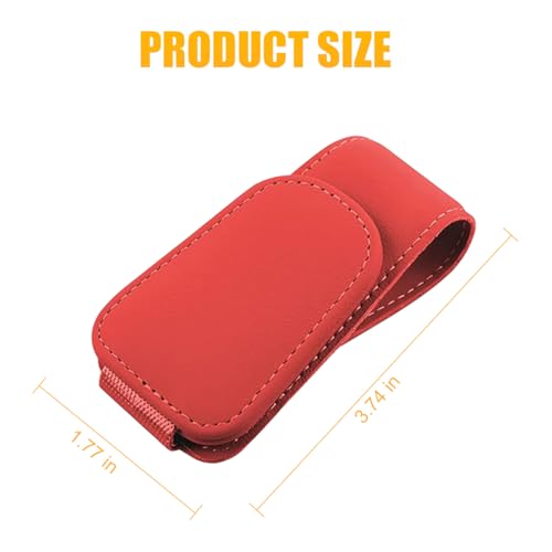 2PCS Sunglasses Holders for Car Sun Visor (2 Pack / Red/Leather)