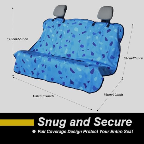 Back Seat Cover for Car Trucks Van SUV Jeep (Rear Bench Seat Towel / Blue Marbling)