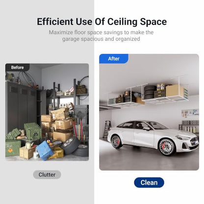 4x6 Overhead Garage Ceiling Storage Rack Organization (White / 4x6 ft)