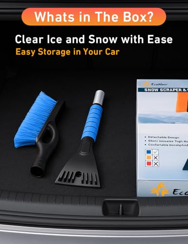 27" Car Snow Brush with Ice Scraper for Car Windshield 2Pack Blue (Blue & Blue)