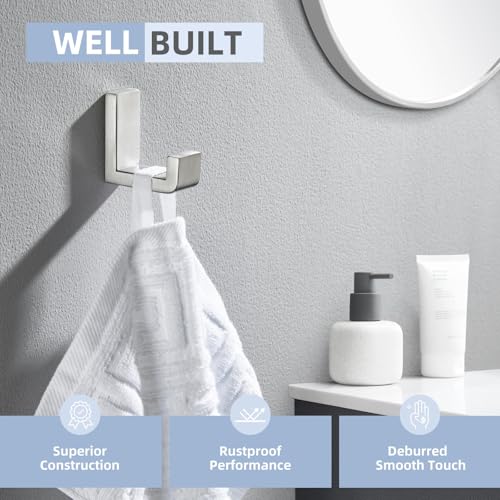 Towel Hook for Bathroom (1 Pack / Brushed Nickel)