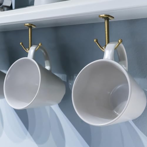 Ball Two Prong Ceiling Hook for Closet Top Bathroom Kitchen Cabinet Garage Pack of 8 (Bronze)