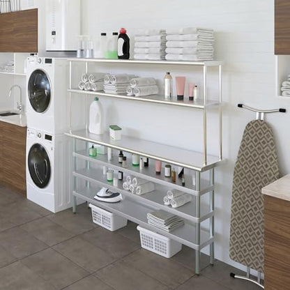 14" x 72" Stainless Steel Work Table with 3 Shelves and 12" Wide Double Tier Overshelf (14" x 72" Table with 3 Shelves + 12" Overshelf)