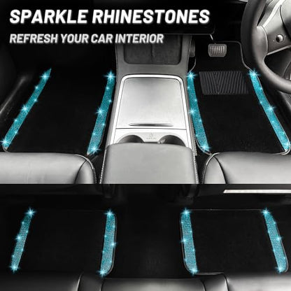 Aquamrine Bling Car Floor Mats Full Set (Aquamarine Diamond / Car Floor Mats (4 Pieces))