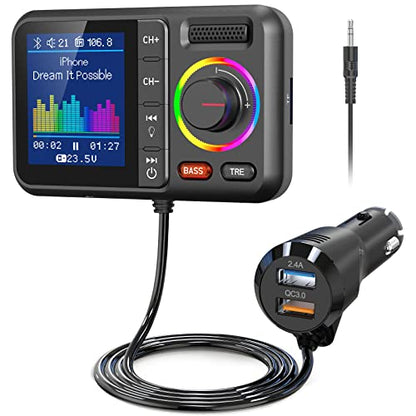 Bluetooth Car Adapter with Large Color Screen (Black)