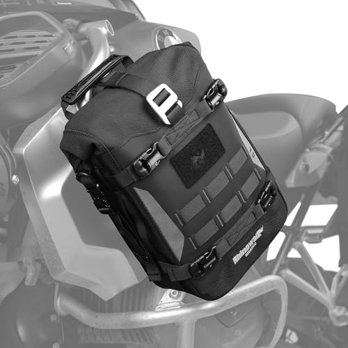 Motorcycle Crash Bar Bag Waterproof 6L Motorcycle Frame Bag Saddle Bag Side Bag with Shoulder Strap (Black 7L)