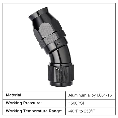 12AN 30 Degree PTFE One Piece Full Flow End Hose Fitting Aluminum Black (12AN / 30 Degree)