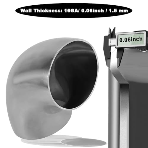 Cotonake 4.5 Inch Exhaust Elbow Pipe 90 Degree Bend Elbow for Car Modified Exhaust System 4.5" Piping Silver Tone (4.5”)