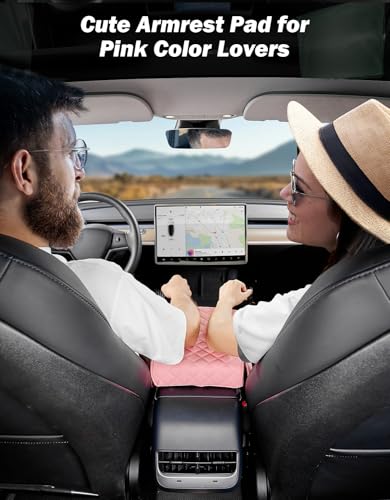 Pink Center Console Cover with Storage Bag for SUV Sedan (Pink / 12.6" x 7.8" x 2.16")