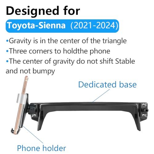 Car Phone Holder for Toyota Sienna 2021 2022 2023 2024 Auto Interior Accessories Best Cell Phones Mount Cellphone Mobile Cradle Charging Navigation GPS Bracket Screen Stand Vehicle Accessory (for Toyota Sienna 2021-2024)