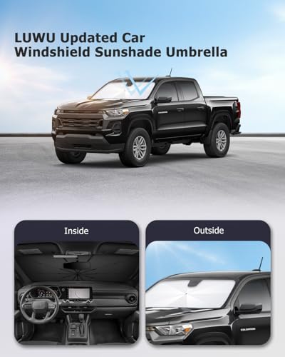 2025 Upgrade Car Windshield Sun Shade Windshield Sunshade Umbrella [Star Fabric] Protect Car from Sun Rays&Heat Damage Keeps Vehicle Cool (S3)