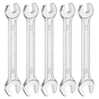 5pcs Double Open End Wrench 6mm x 8mm Metric 15 Degree Offset Angle Small Flat Head Wrench Galvanizing Open Ended Spanner for Automotive Repair Furniture Assembly (6mm x 8mm)