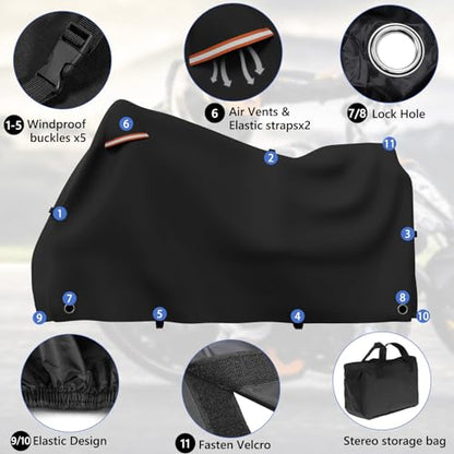 Motorcycle Covers with Side Box Waterproof Outdoor for Harley Davidson Touring Models Road King (Side Box)
