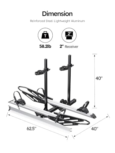 Young 2 Bike Ebike Hitch Rack with Ramp (200 lbs 2 E-Bike Rack with Ramp)