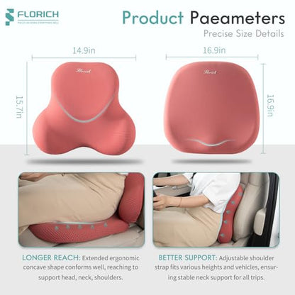 Car Seat Cushion and Lumbar Support Pillow for Office Chair Car (Red / 2Pcs)