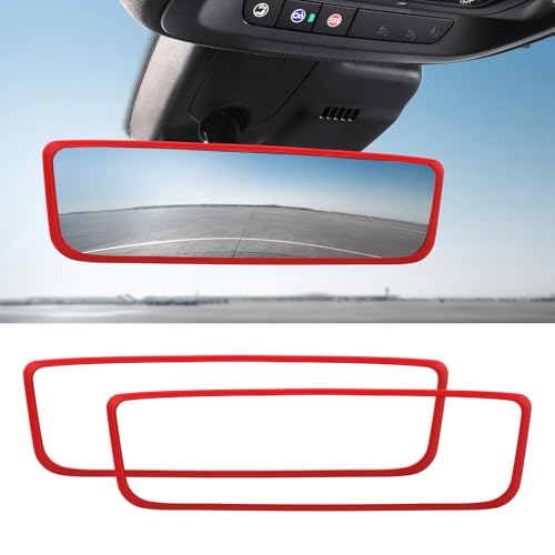 Car Rear View Mirror Protector Frame (Red-2PCS)