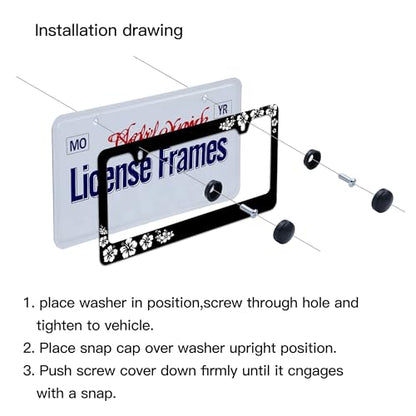 Hibiscus Flower License Plate Frame Hibiscus License Plate Holder Floral License Plate Covers tag Frame (Hibiscus License Plate Frame / one size)
