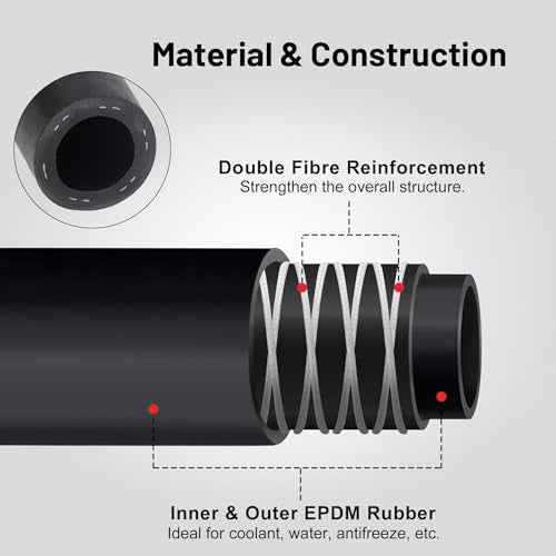 3 8" Heater Hose Coolant Radiator Straight 100PSI SAE 20R3 20FT Black (3/8 20FT)
