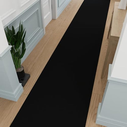 3x20 Extra Long Hallway Runner Rug (Solid Black)