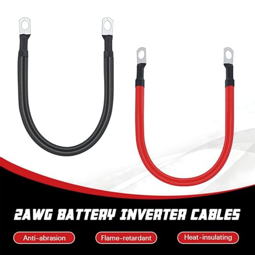 2 AWG Battery Cable 2Gauge Pure Copper Battery Inverter Cables with 5 (1FT / 5/16")