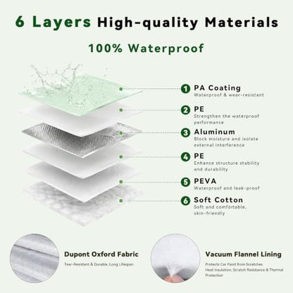 6 Layers Premium SUV Car Cover Waterproof All Weather Weatherproof UV Sun Protection Snow Dust Storm Resistant Outdoor Exterior Custom Form (Silver Car Cover / K11 - SUV -（Fits size 214"-232"）)