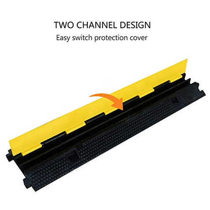 3 Pack Rubber Cable Ramp Hose Cable Protector Ramp 2 Channel 22000Lbs Load Capacity Traffic Speed Bump Wires Power Lines Extension Cord Cover for Indoor Outdoor (22000Lbs-2Channel-3Pack)